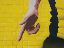 Fassadenmalerei BVB Dortmund, Detail - Hand von Reus Wandmalerei, Wandbemalung, Wandgemälde, Wandbild, Fassadenmalerei, Fassaden, Bilder, Fassaden, Gestaltung, Street Art, Graffiti, BVB, Champions League 2013, Marco Reus, Borussia, PUMA, smart art, Airbrusher Martin Dippel, Dortmund