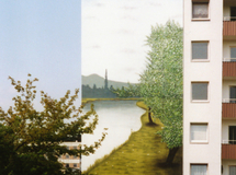 Plattenbau Siedlung in Demen bei Schwerin, Block 2 Wandmalerei, Wandbemalung, Wandgemälde, Wandbild, Plattenbau, Siedlung, Lanschaftsmalerei, Landschaftsbilder, Hochhaus, Wandmaler, Fassadenmalerei, Fassaden, Bilder, Fassaden, Gestaltung, Schwerin, Airbrush, smart art, Airbrusher Martin Dippel, Dortmund