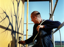 Plattenbau Siedlung in Demen bei Schwerin, @ work Wandmalerei, Wandbemalung, Wandgemälde, Wandbild, Plattenbau, Siedlung, Lanschaftsmalerei, Landschaftsbilder, Hochhaus, Wandmaler, Fassadenmalerei, Fassaden, Bilder, Fassaden, Gestaltung, Schwerin, Airbrush, smart art, Airbrusher Martin Dippel, Dortmund