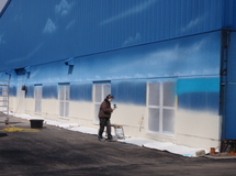 Blue Beach Witten, Airbrushgestaltung an Außenfassade Wandmalerei, Wandbemalung, Wandgemälde, Hallenbemalung, Wandbild, Strandbild, Strand, Beachhalle, Fassadenmalerei, Fassadenbilder, Strandlandschaft, Airbrushdesign, smart art, Airbrusher Martin Dippel, Hamburg, Berlin, Ruhrgebiet