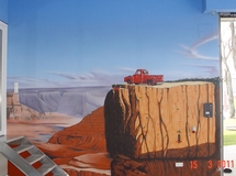 Verkaufsraum Bielefeld, Grand Canyon Wandmalerei, Wandbemalung, Wandgemälde, Wandbild, Freienhaus, Bemalung, Lanschaftsmalerei, Landschaftsbilder, Wandmaler, Lüftlmalerei, Garage, Malerei, Garagenwand, Bilder, Gestaltung, Airbrush, smart art, Airbrusher Martin Dippel, Dortmund